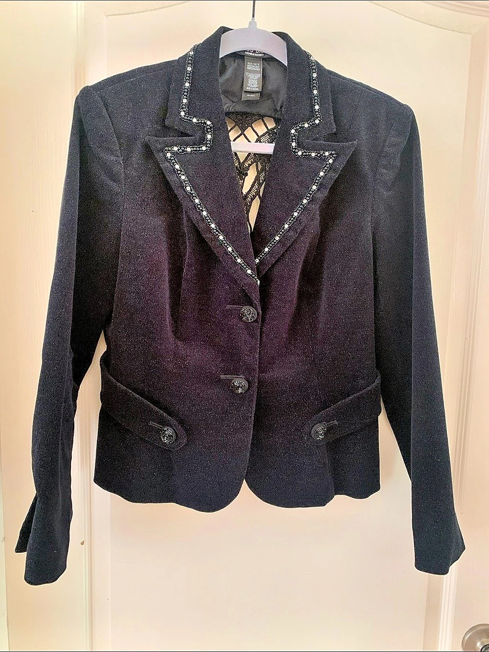 Bisou Embellished Black Blazer Size Medium
